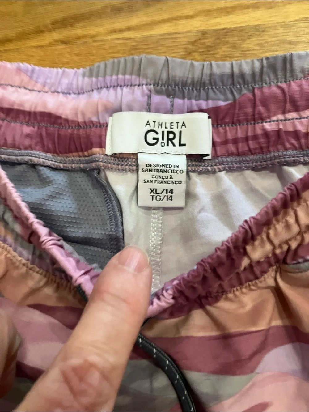 Athleta Girls Light Pink Tank with Pink & Purple Camo Shorts Sz 14 EUC